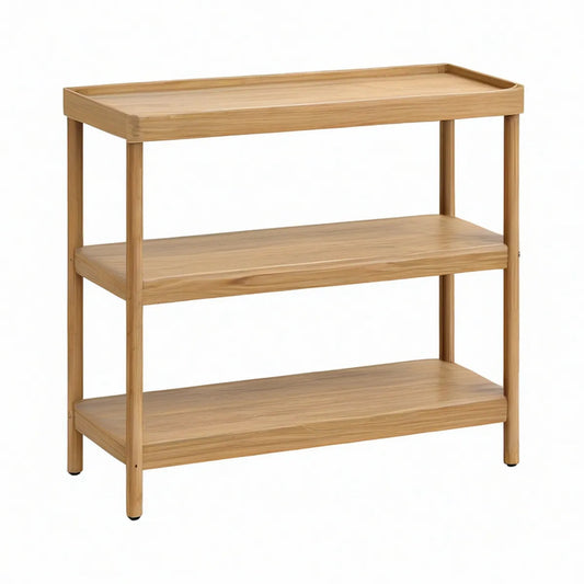 Consola de Entrada em Bambu Natural com 3 Prateleiras 80 x 30 x 80 cm